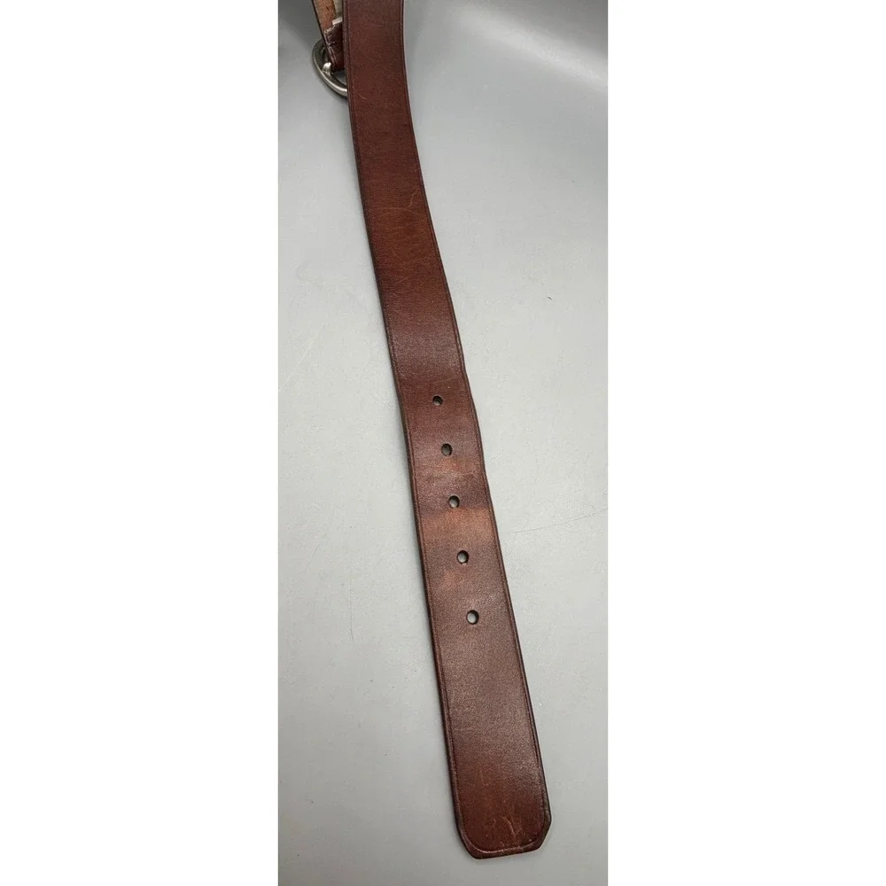 Fossil Leather Belt Mens Size L 36-40 Brown Silver Buckle‎